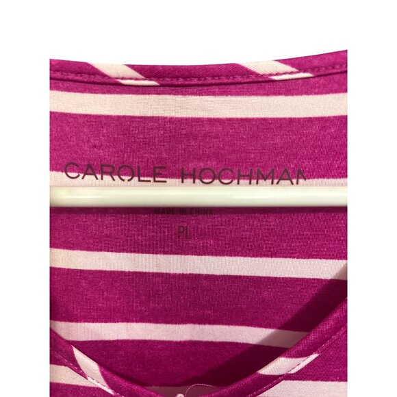 Carole Hochman Luxe Jersey Caftan Pink & White Striped Pattern PL - Picture 4 of 4